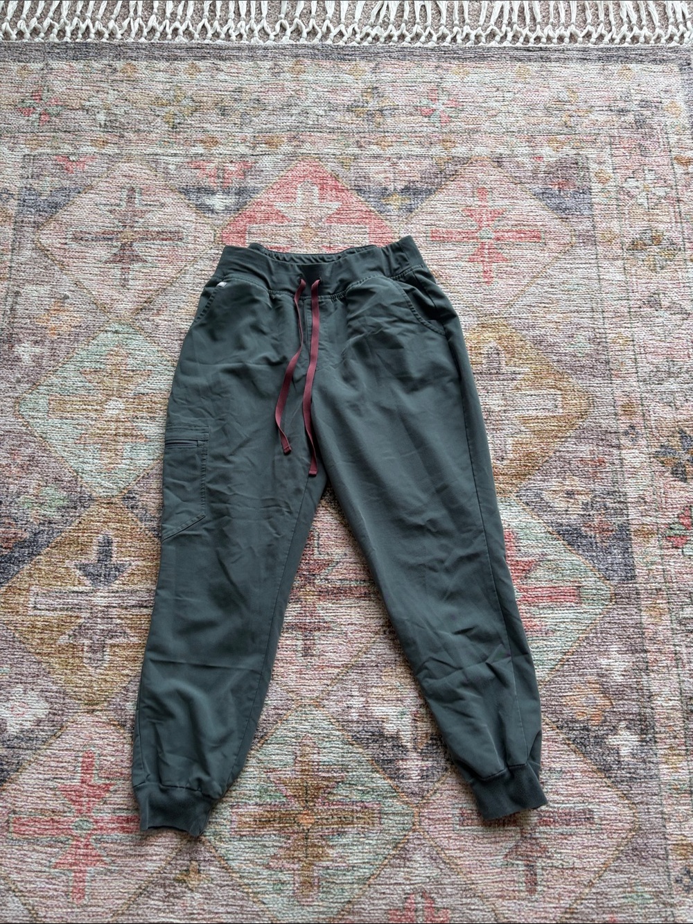 Moss green large petite figs scrubs jogger